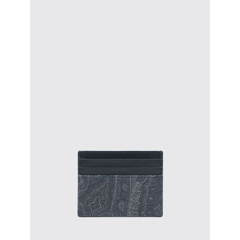 Etro Men Etro Coated Cotton And Leather Card Holder With Iconic Paisley Print